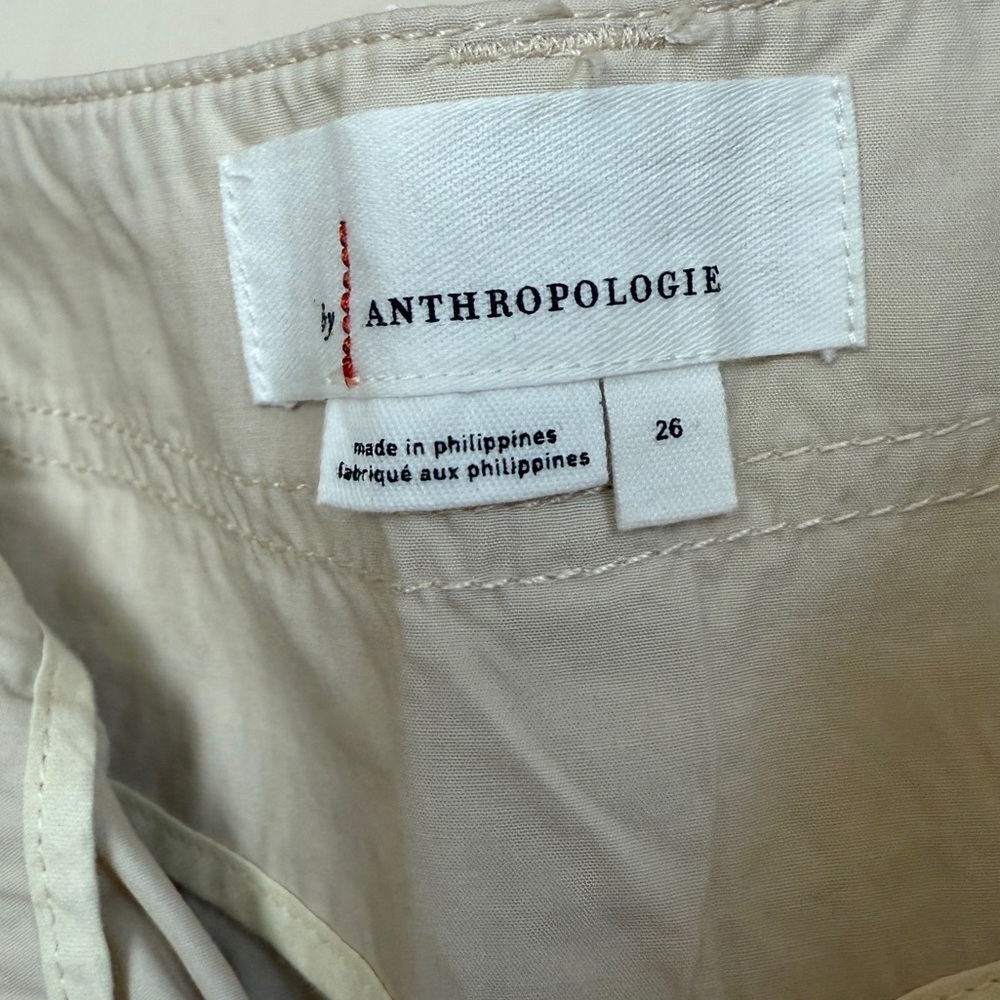 Anthropologie Utility Cargo Pants Size 26 | Beige Cropped Drawstring Hem - Picture 7 of 9